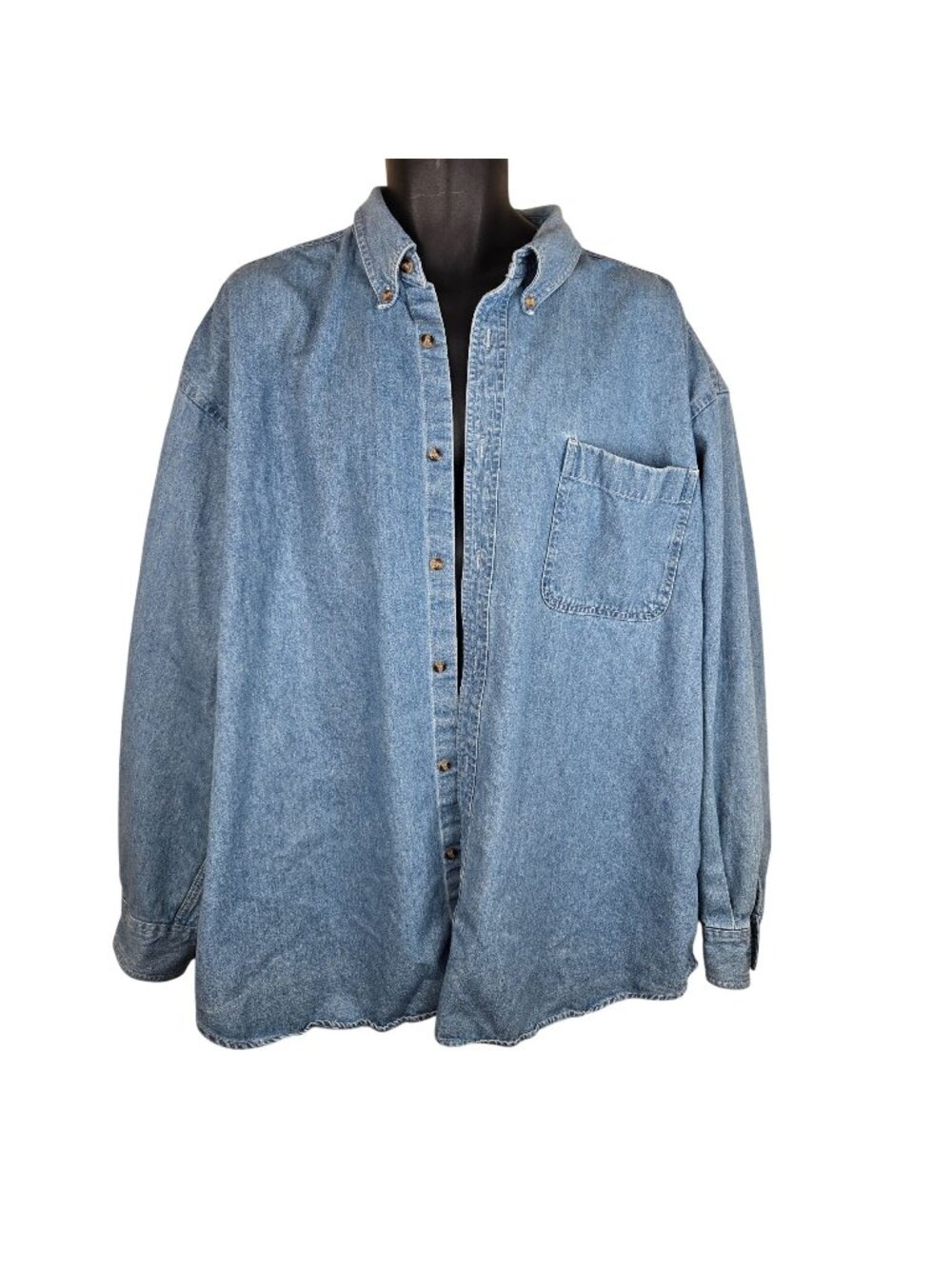Vintage 90s Oleg Cassini Mens XXL Denim Button-Up Shirt Blue